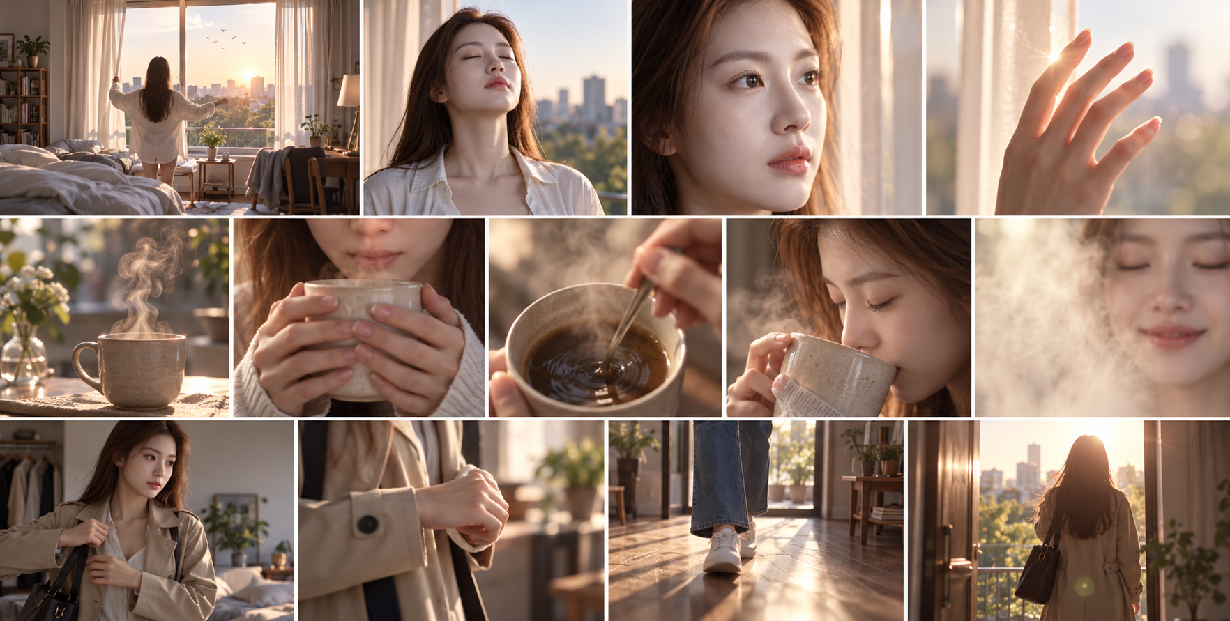 晨曦微光中温柔治愈的晨起日常 — AI image creation
