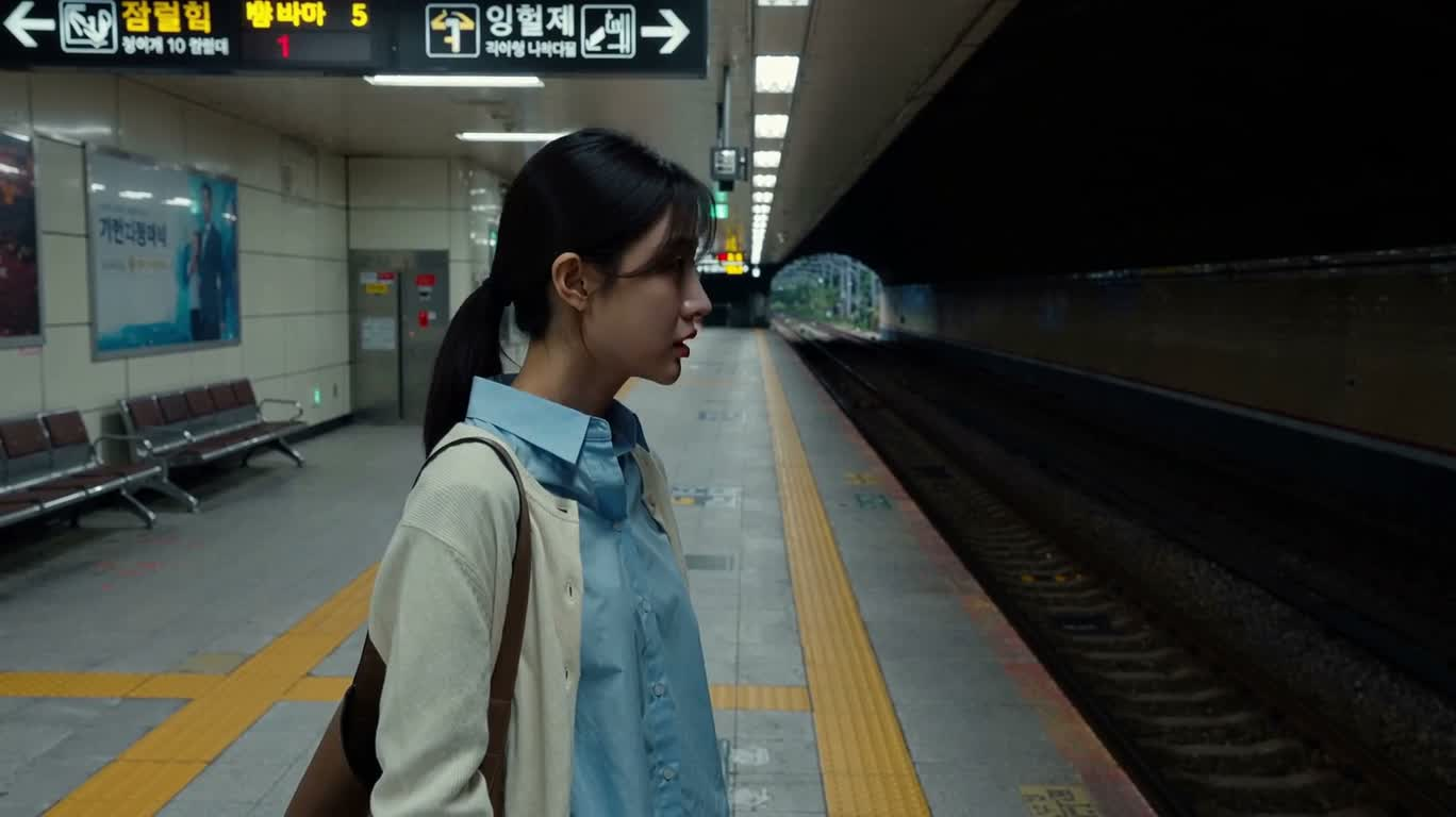 地铁站台的疲惫晚归 — AI video creation