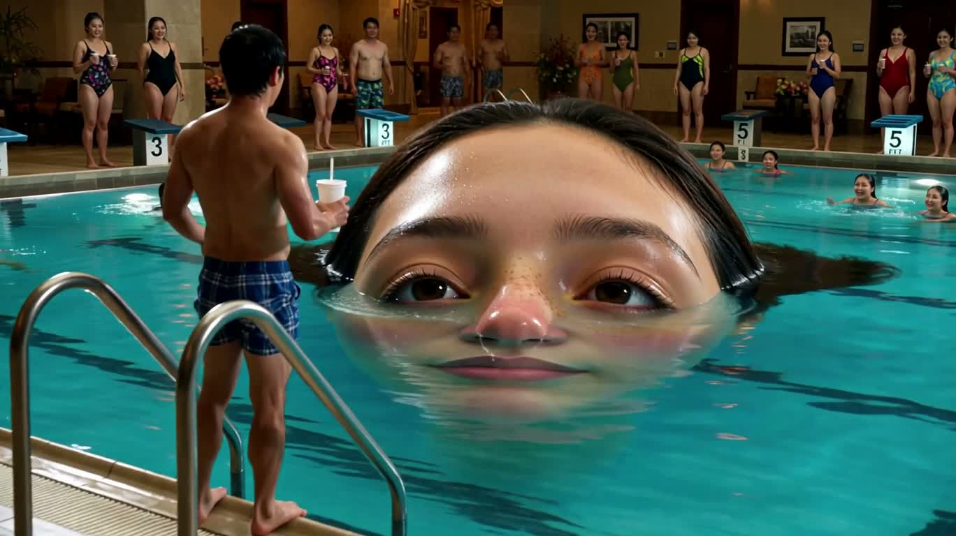 Un plongeon inattendu dans la piscine du géant — AI video creation