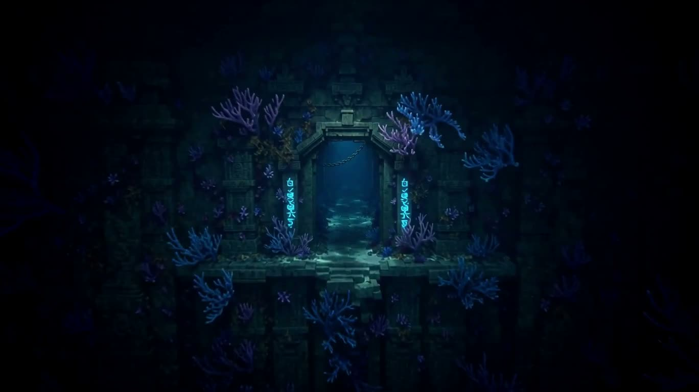 深海遗迹中的人造太阳 — AI video creation