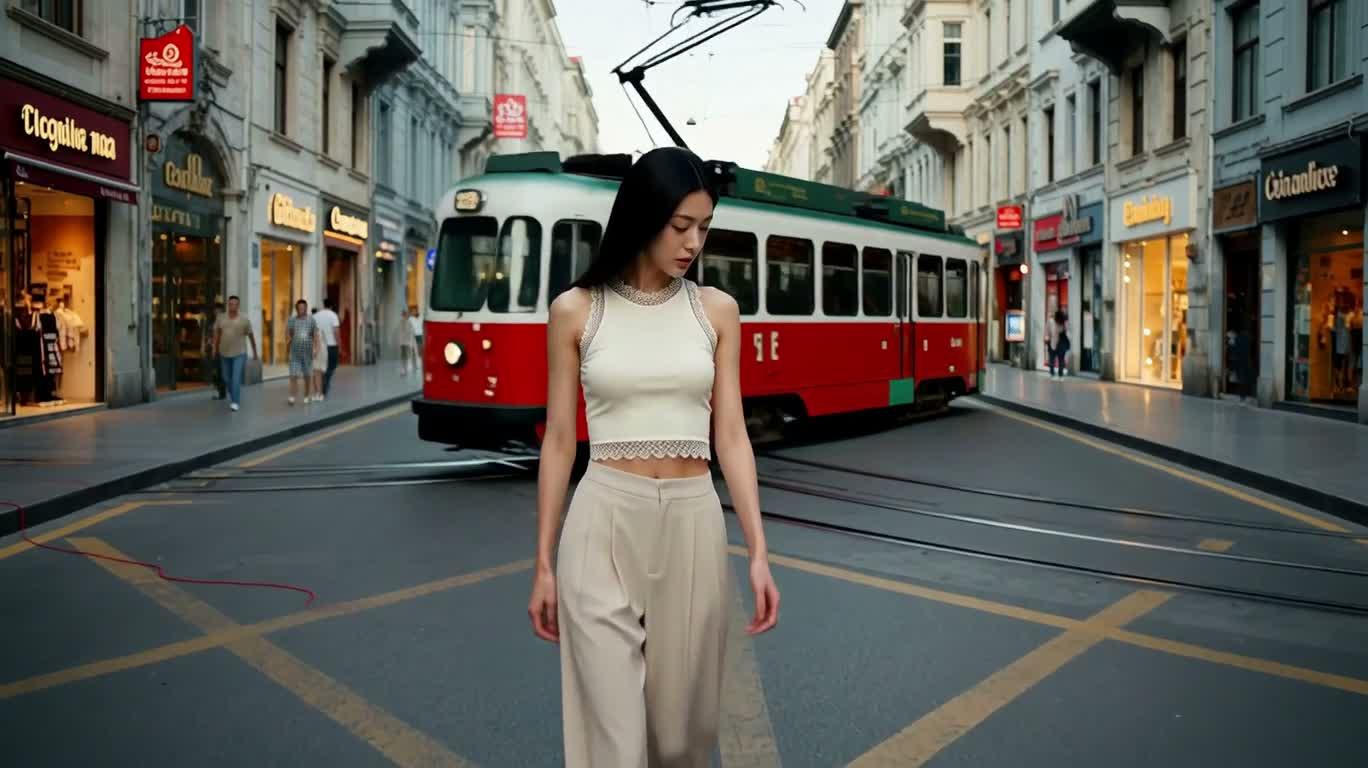 红线牵引的城市奇遇 — AI video creation