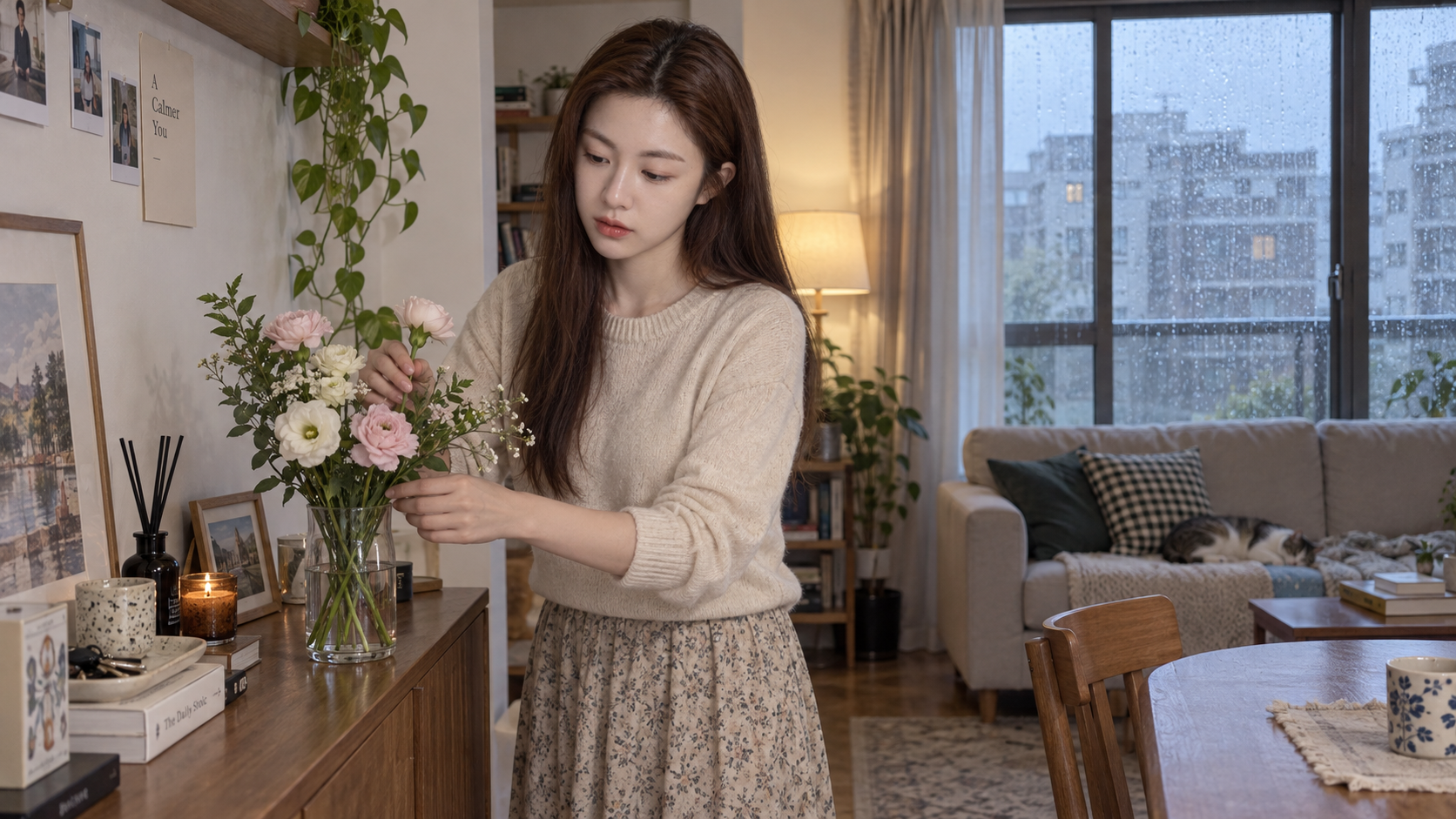 Cắm hoa tại nhà ngày mưa