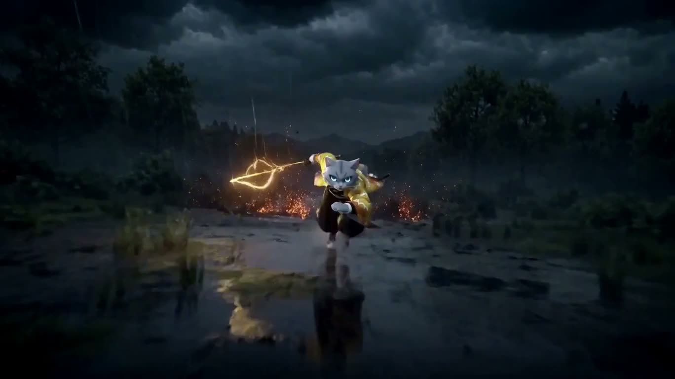 雷霆九命：暴雨悬崖上的闪步 — AI video creation