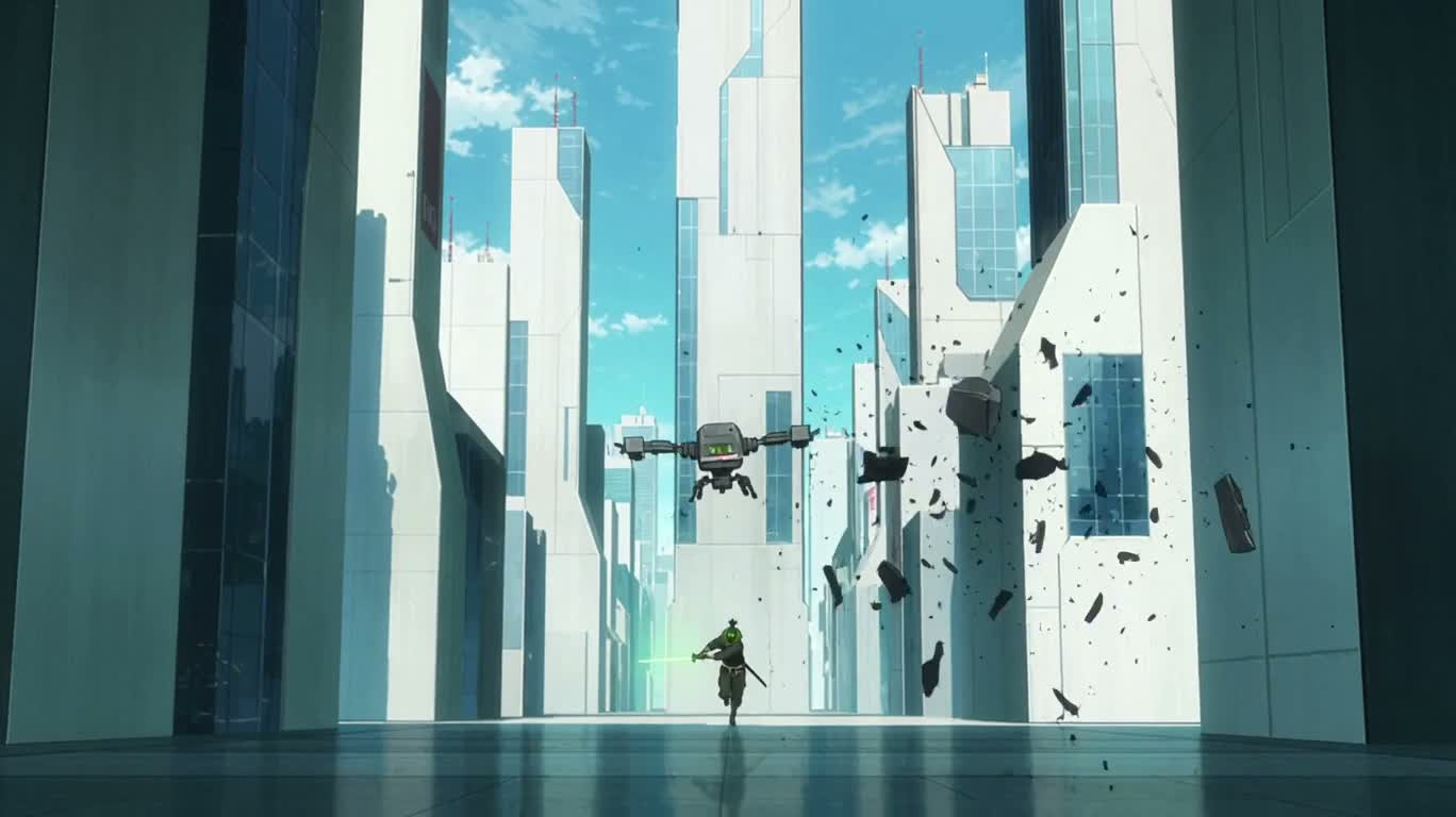 霓虹高塔·鬼面斩击 — AI video creation