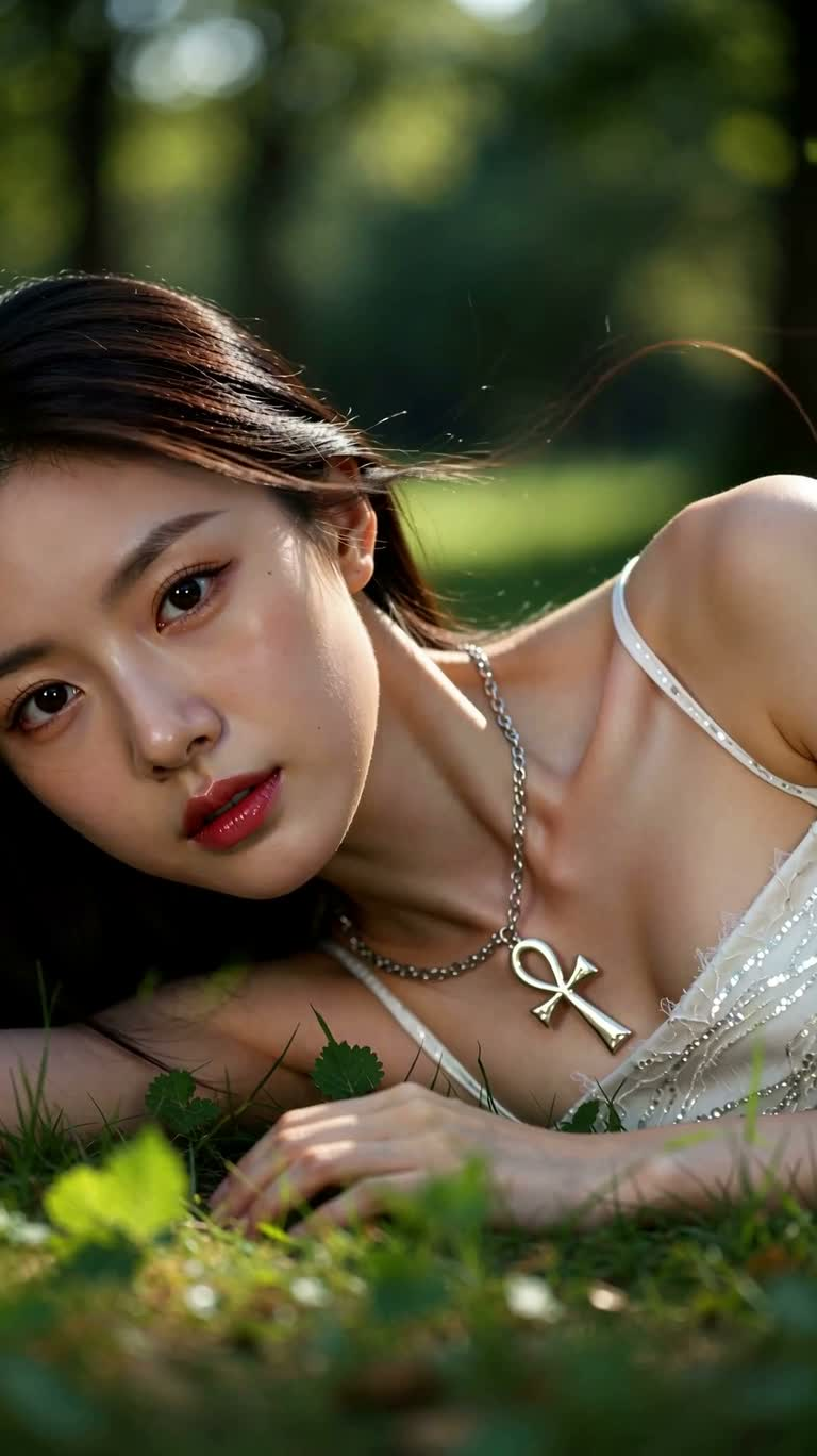 Portrait d'une Valkyrie asiatique dans la prairie — AI video creation