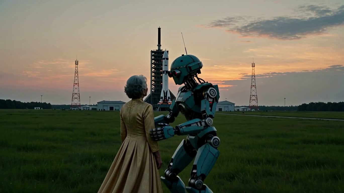 黄昏草原上的守护与告别 — AI video creation