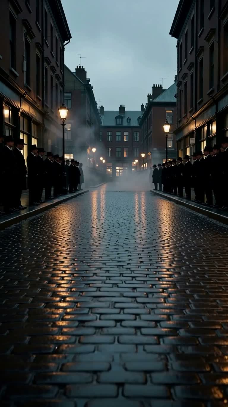 雨夜黑帮列队驶离