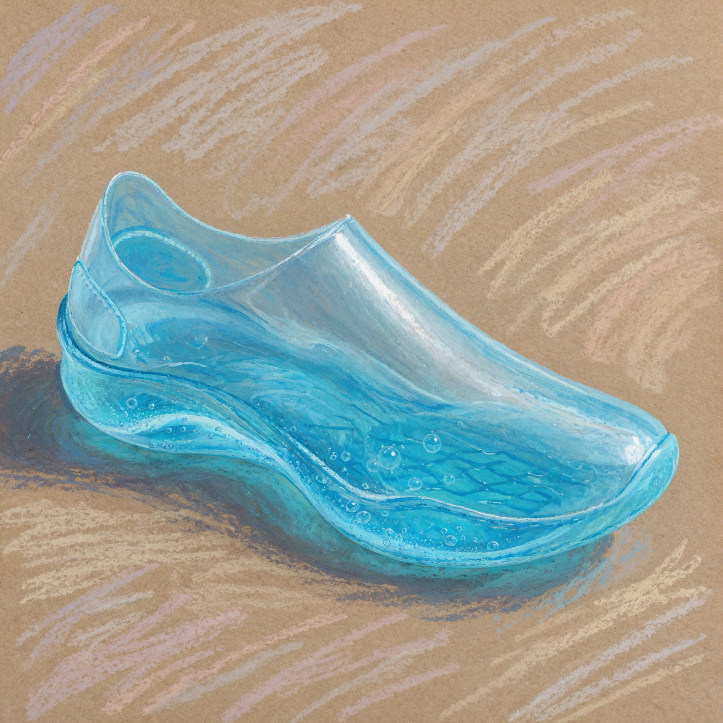 Ocean Wave Sneaker · Pastel Crayon — AI image creation