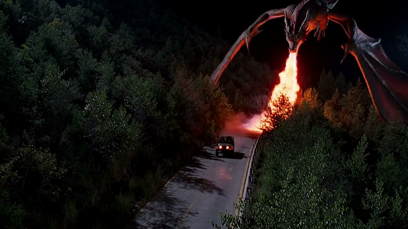 Dragon Chasing Cars Under the Night Sky and Rocket Counterattack — AI video prompt