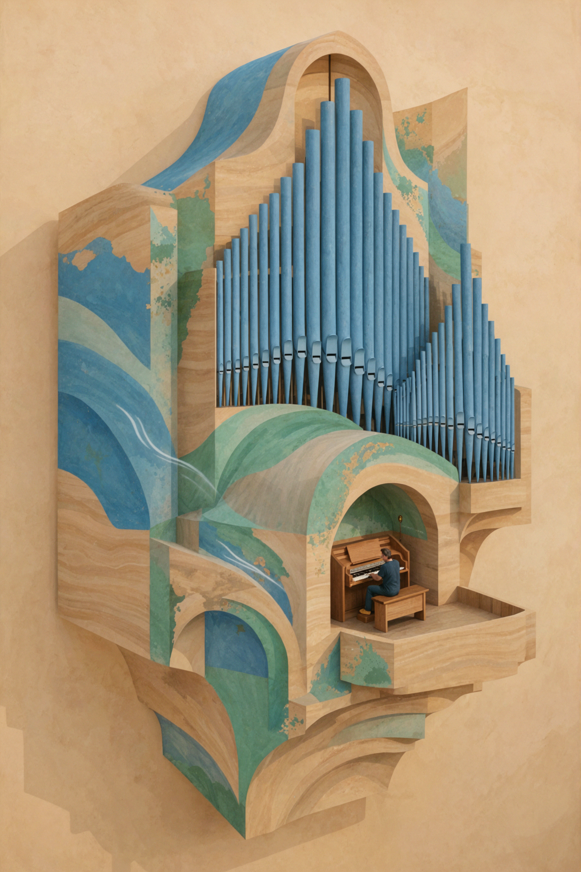 Desert Organ · Dunhuang Mineral Colors — AI image creation