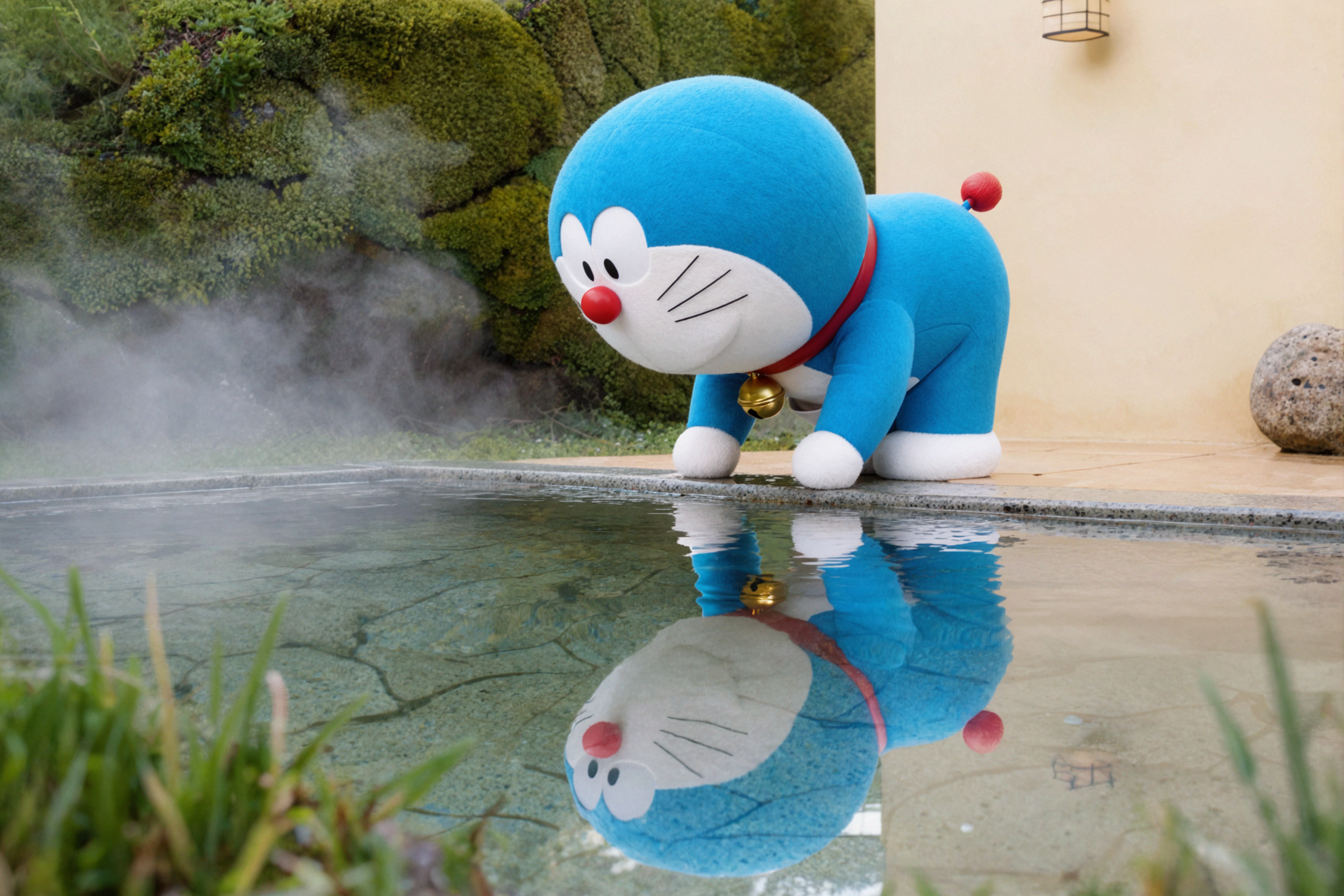 Doraemon · Nhìn vào gương nước · Góc rộng cận cảnh
