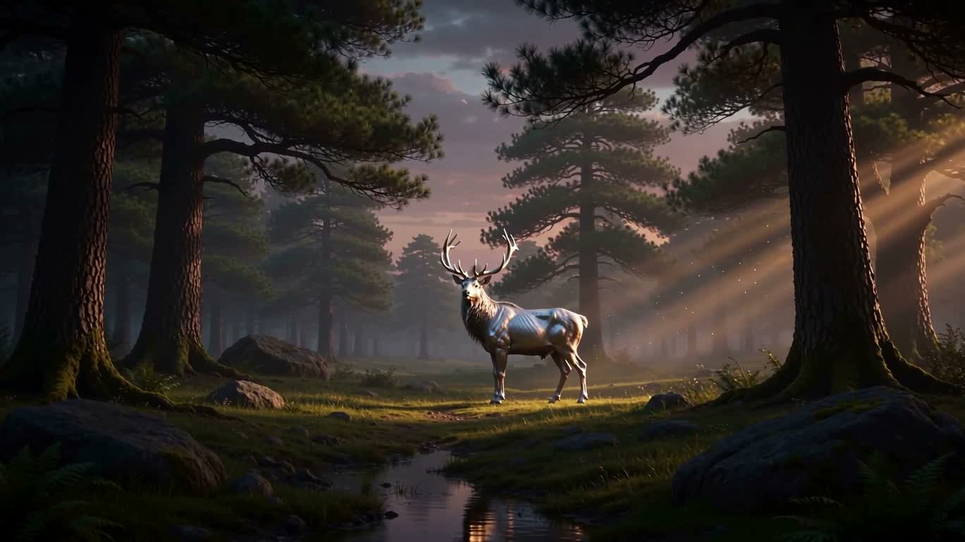 황혼의 은빛 뿔 수사슴