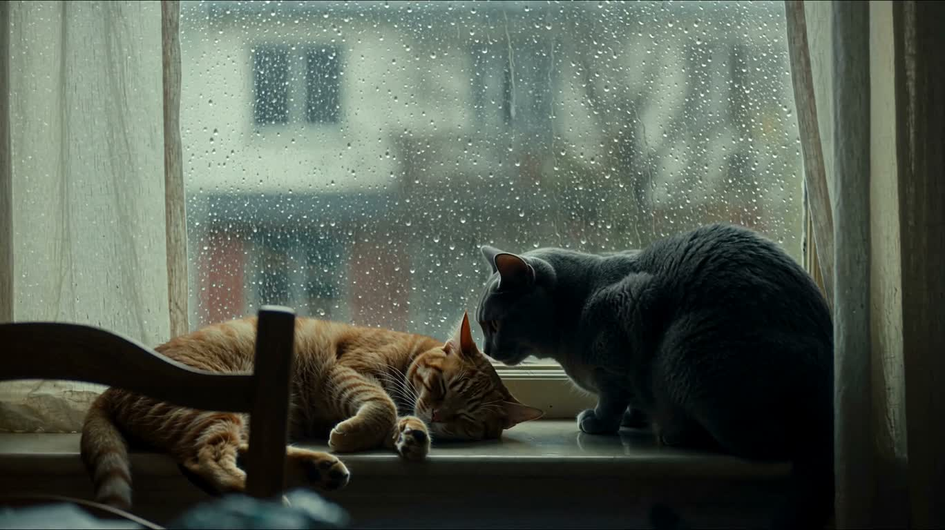 雨窗双猫 — AI video creation