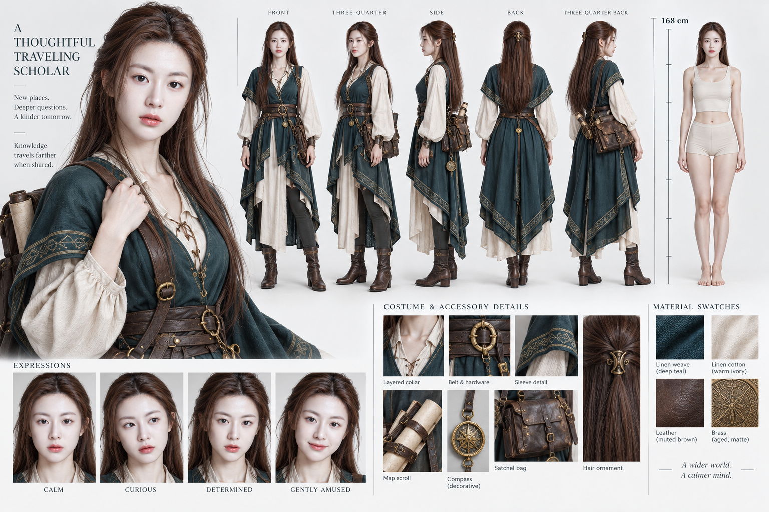 半写实电影风成年女性角色设计板 — AI image creation