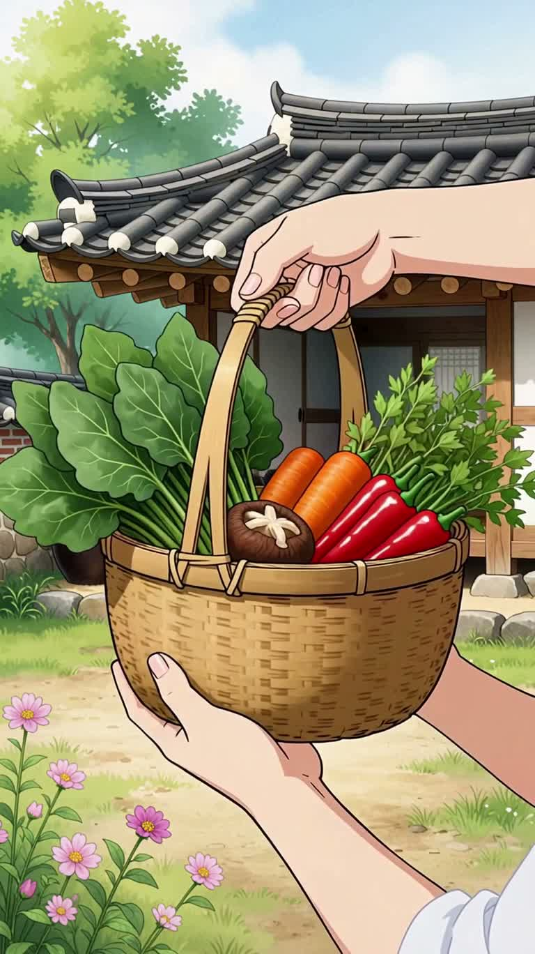 Корейский чапче на деревенской кухне