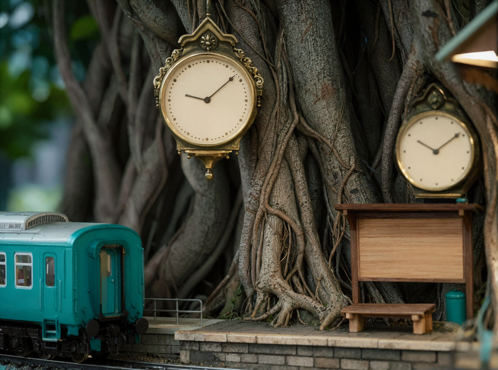 Ga tàu cây cổ thụ · Tiểu cảnh tilt-shift