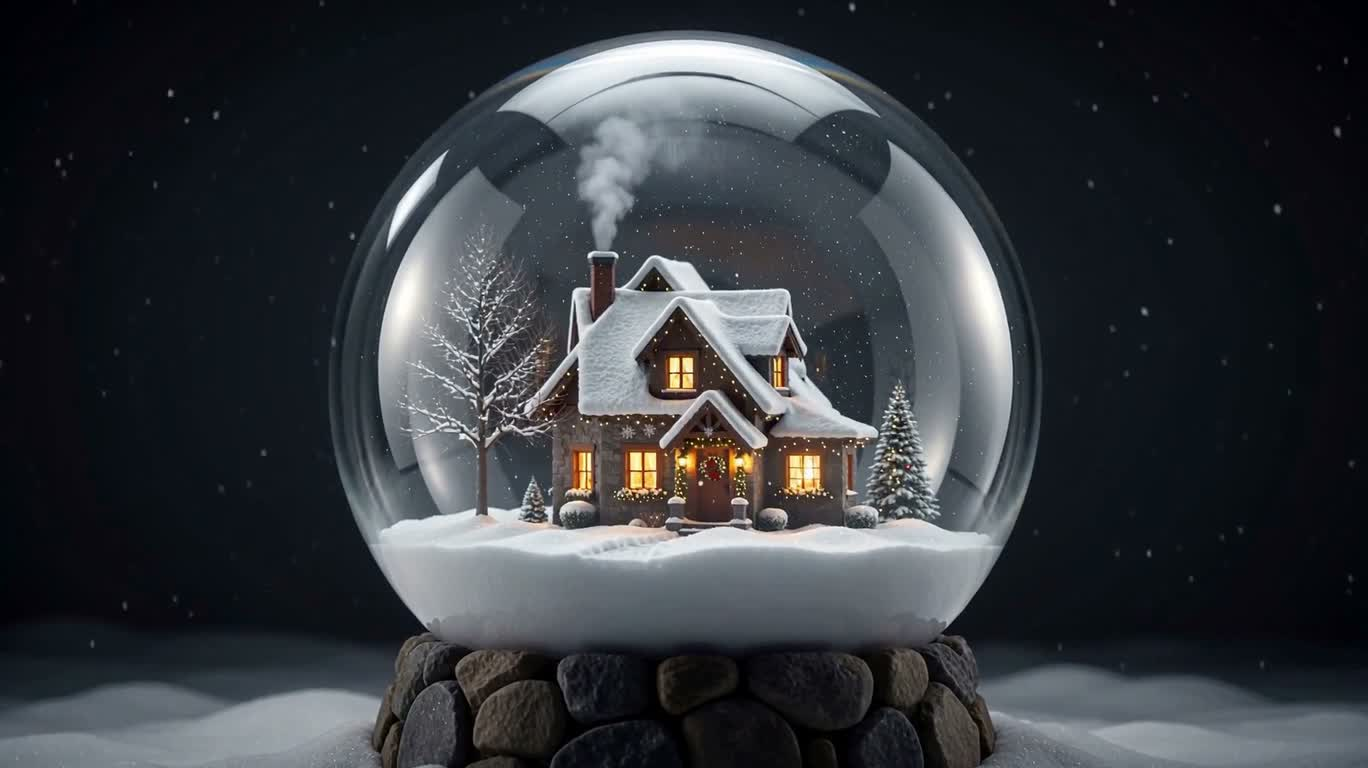 雪夜の水晶玉の小屋 — AI video creation