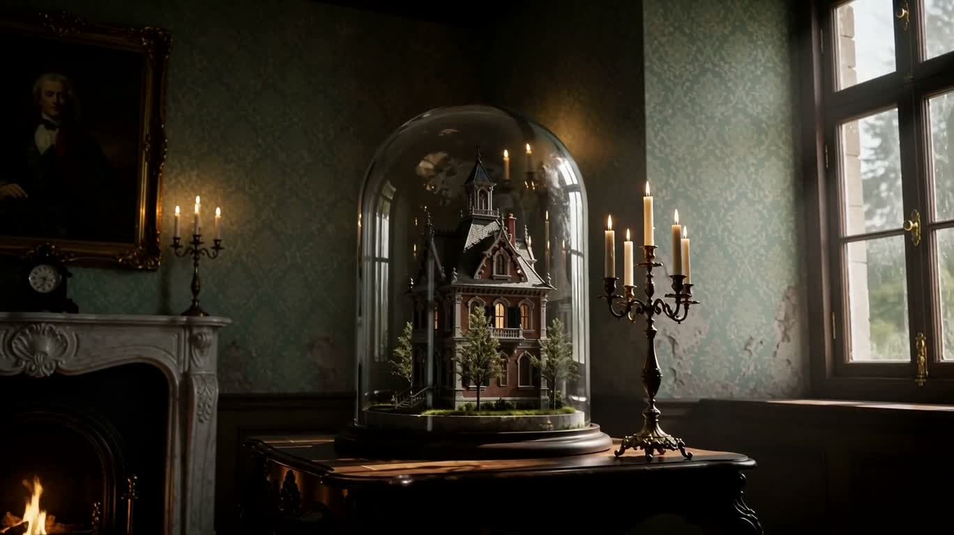 Gothic Micro-House Beneath a Glass Dome — AI video creation