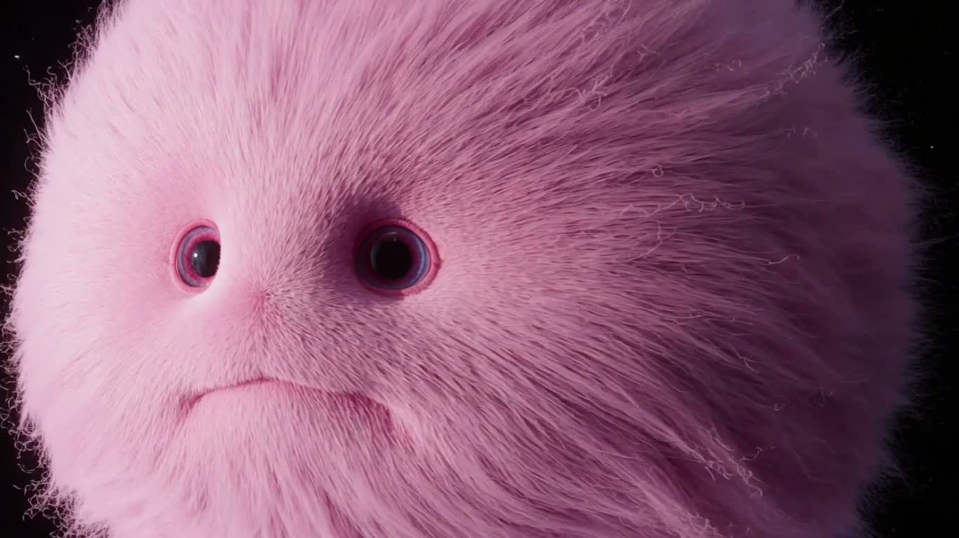 粉色绒毛太空生物 — AI video creation