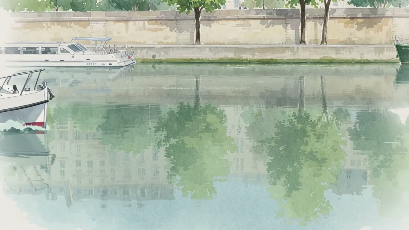 塞纳河上的水彩航行