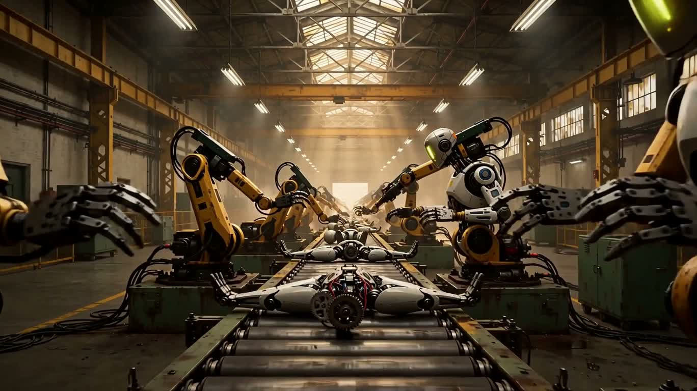 暖色の機械造物工場
