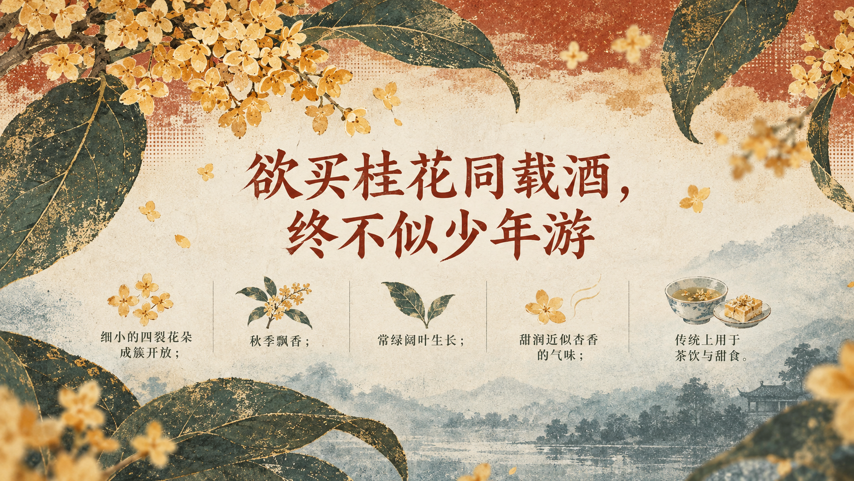 桂花诗词赏析东方旧纸海报模板 — AI image creation