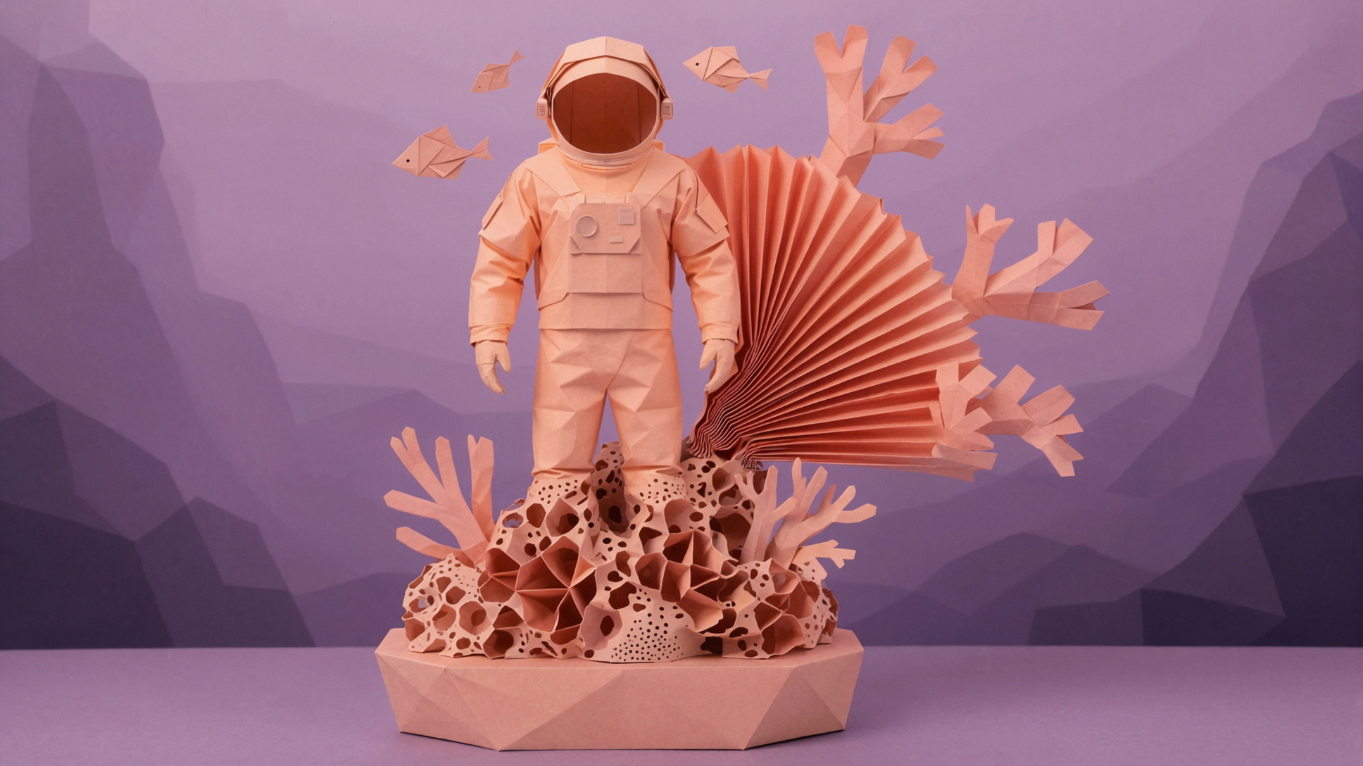 Bộ đồ phi hành gia san hô · Tác phẩm điêu khắc origami