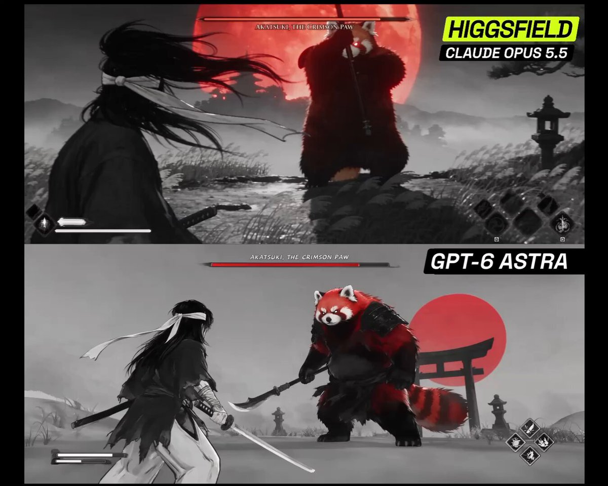 武士游戏:Opus5.5对比GPT-6 Astra — AI video creation