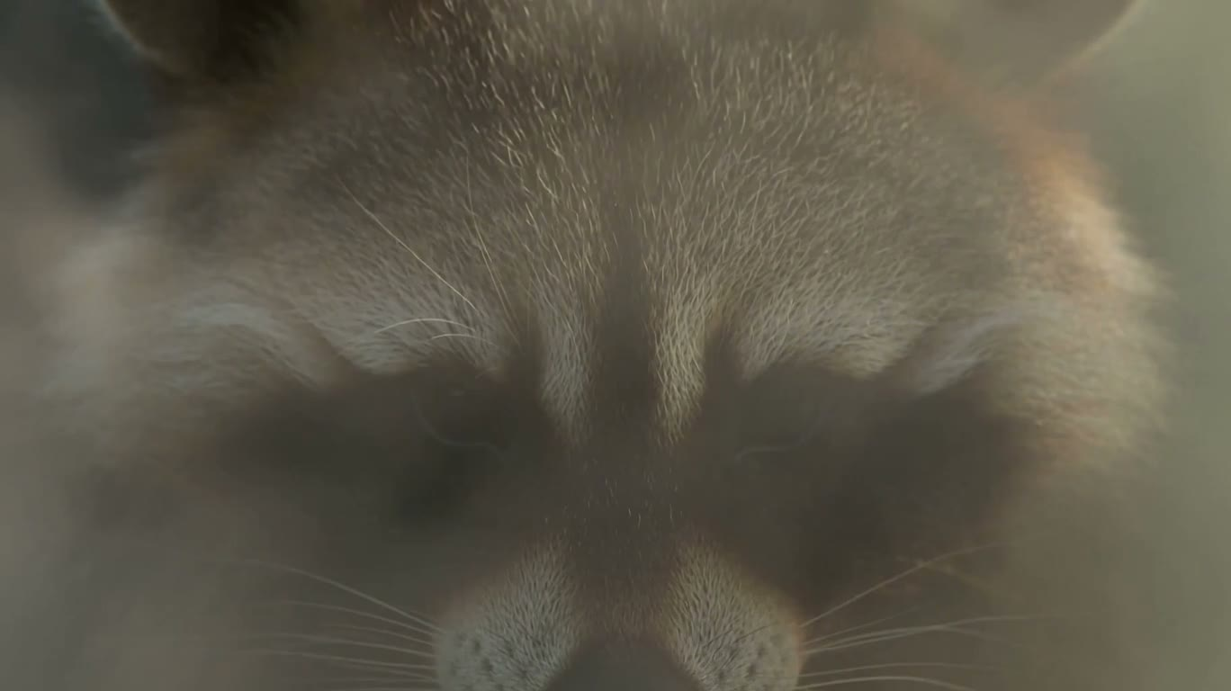 薄雾中的浣熊凝视 — AI video creation