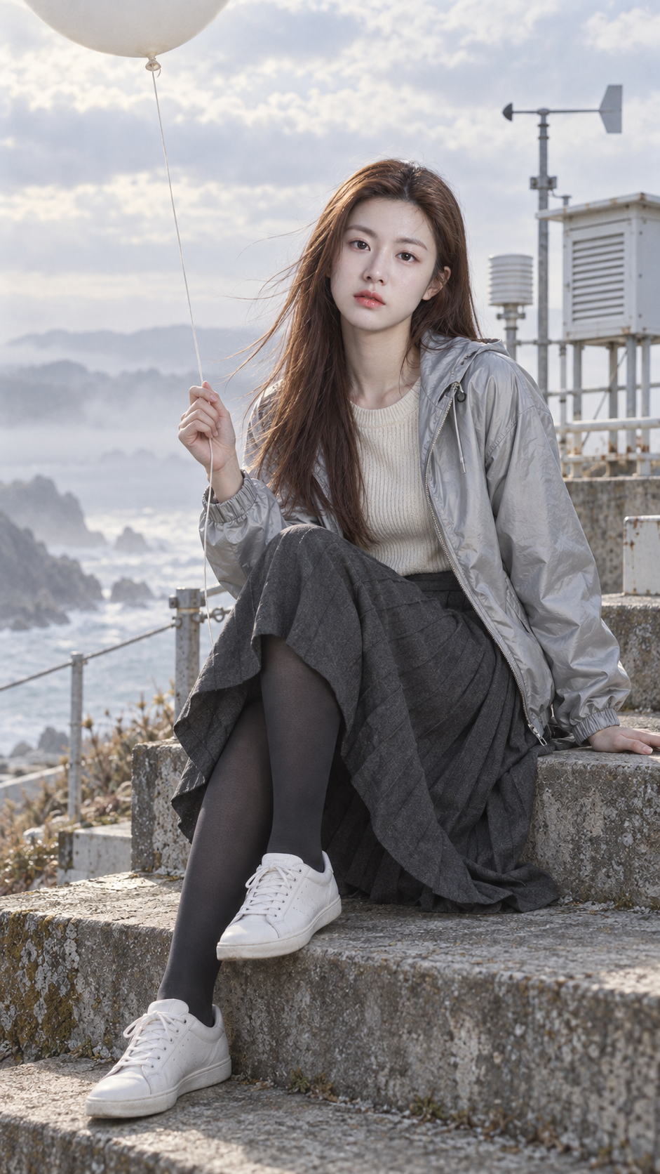 海岸气象站负片美学时尚肖像 — AI image creation