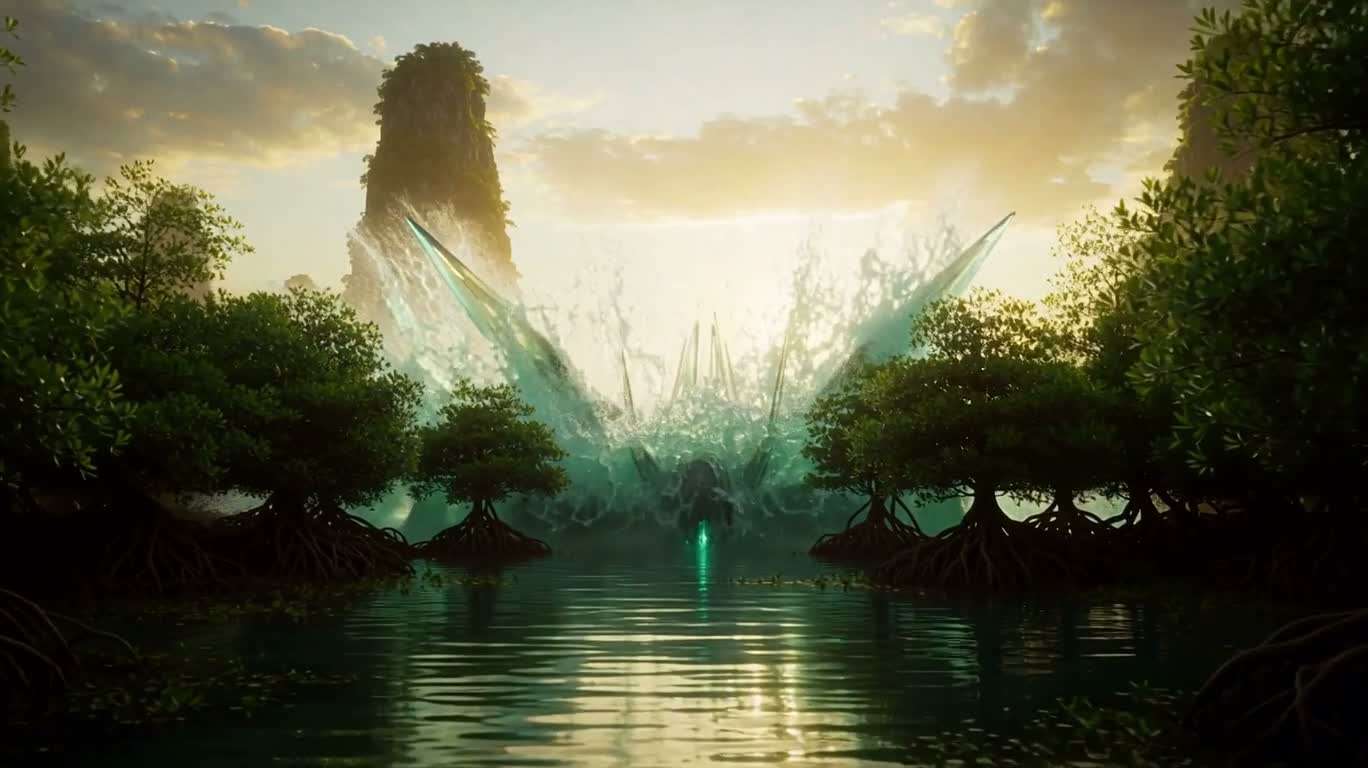 Liquid Crystal Mangrove Mech Legend — AI video creation