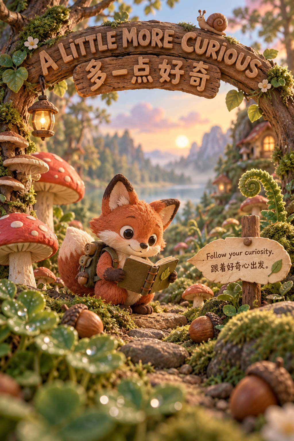 Curious Little Fox Clay Miniature Poster