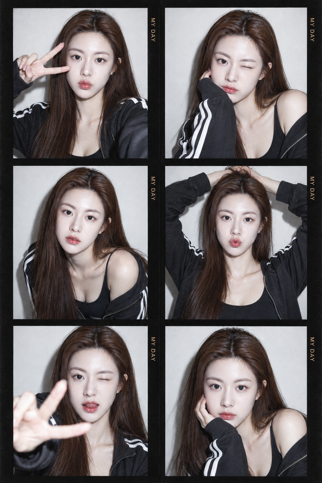Ảnh ghép sáu ô chân dung phong cách Photoism Hàn Quốc