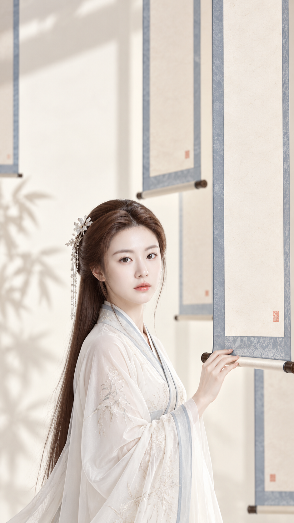 Minimalist Eastern Zen Portrait of a Lady in Classical Style — Scroll Cover — AI image prompt