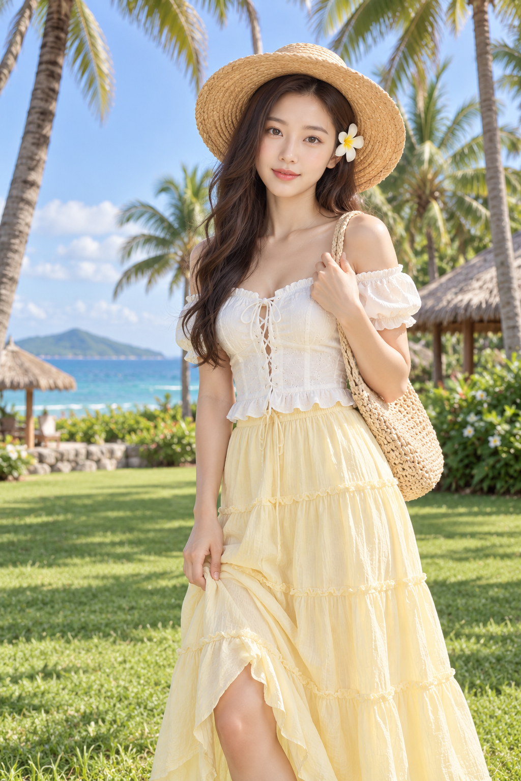 热带海岛度假风成年女性写真 — AI image creation