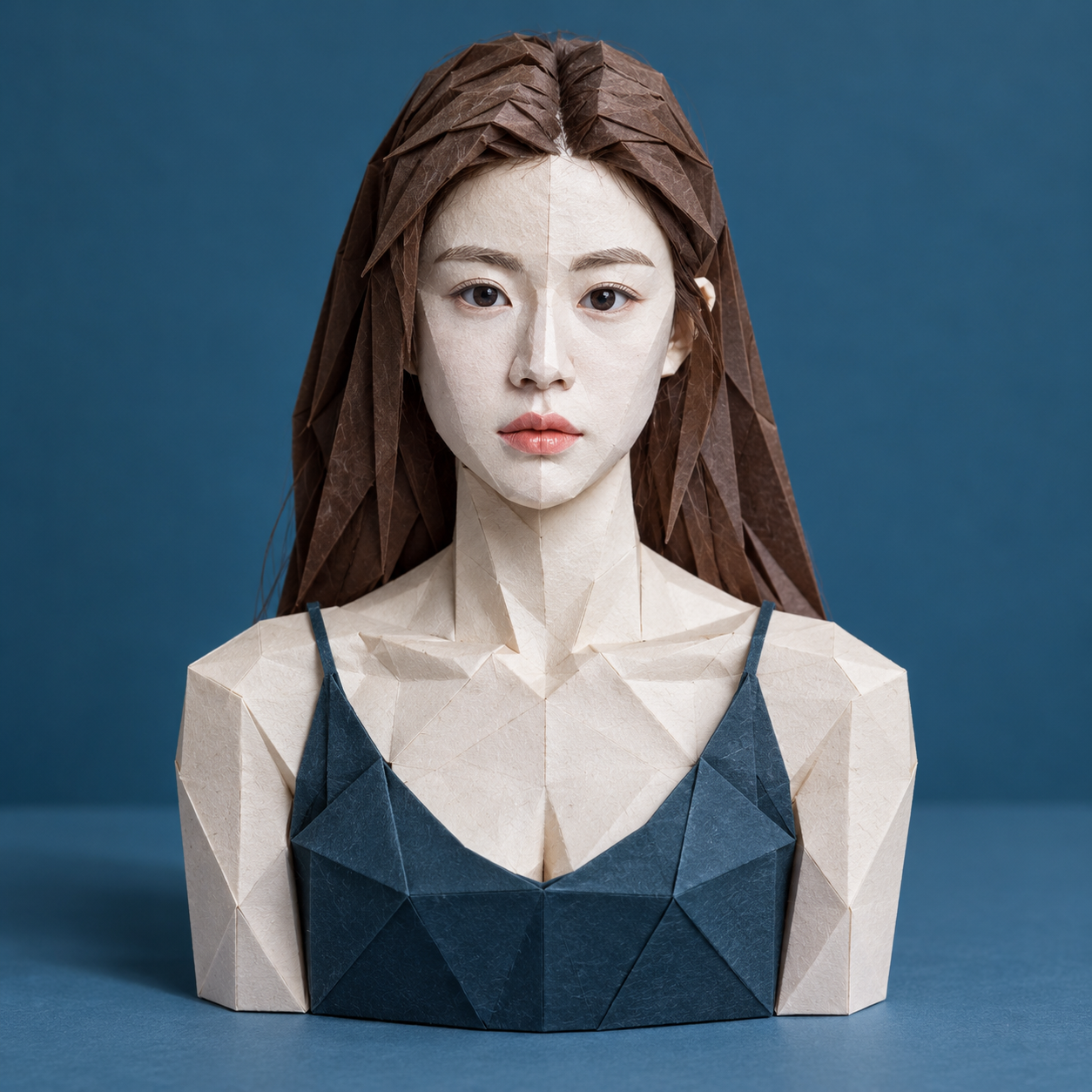 Tác phẩm điêu khắc nhân vật origami siêu thực