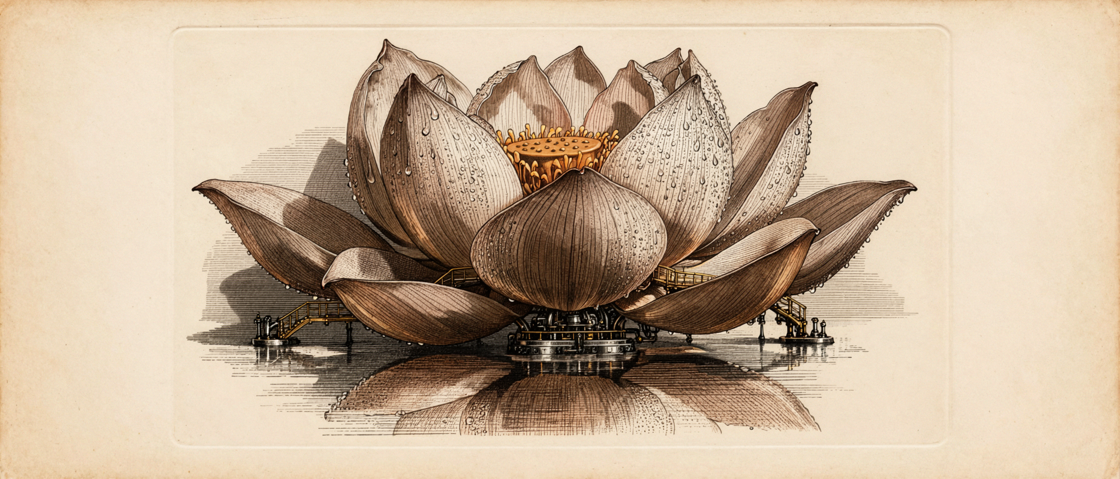 蒸汽莲花 · 铅版蚀刻 — AI image creation