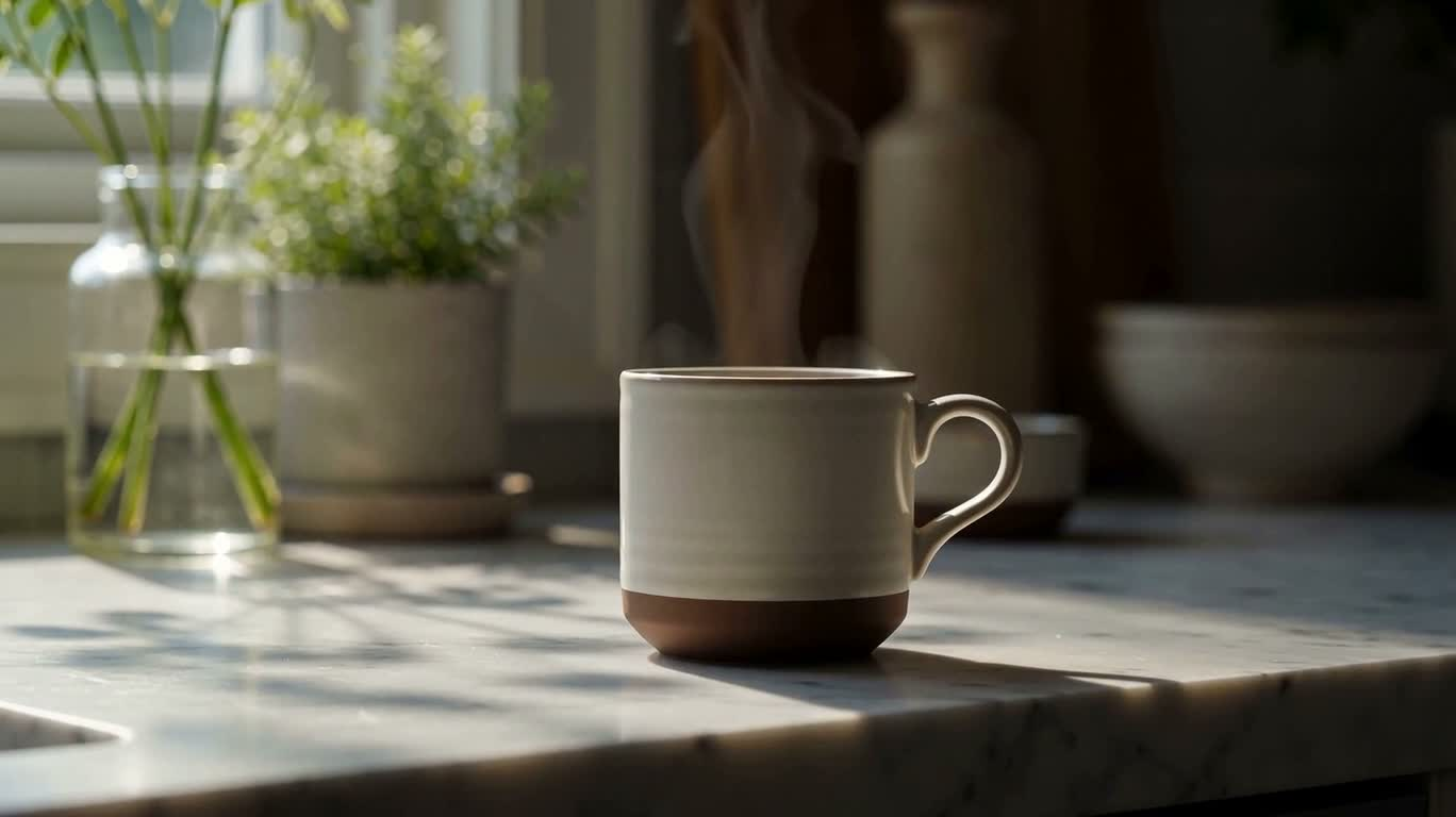 暖光陶瓷咖啡杯展示