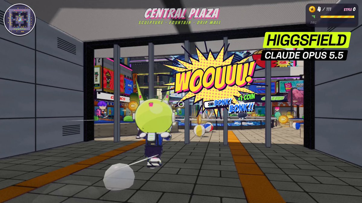 Higgsfield制作的3D街机射击游戏 — AI video creation