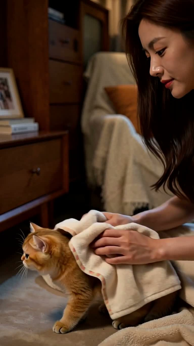 雨の夜、子猫の新しい家