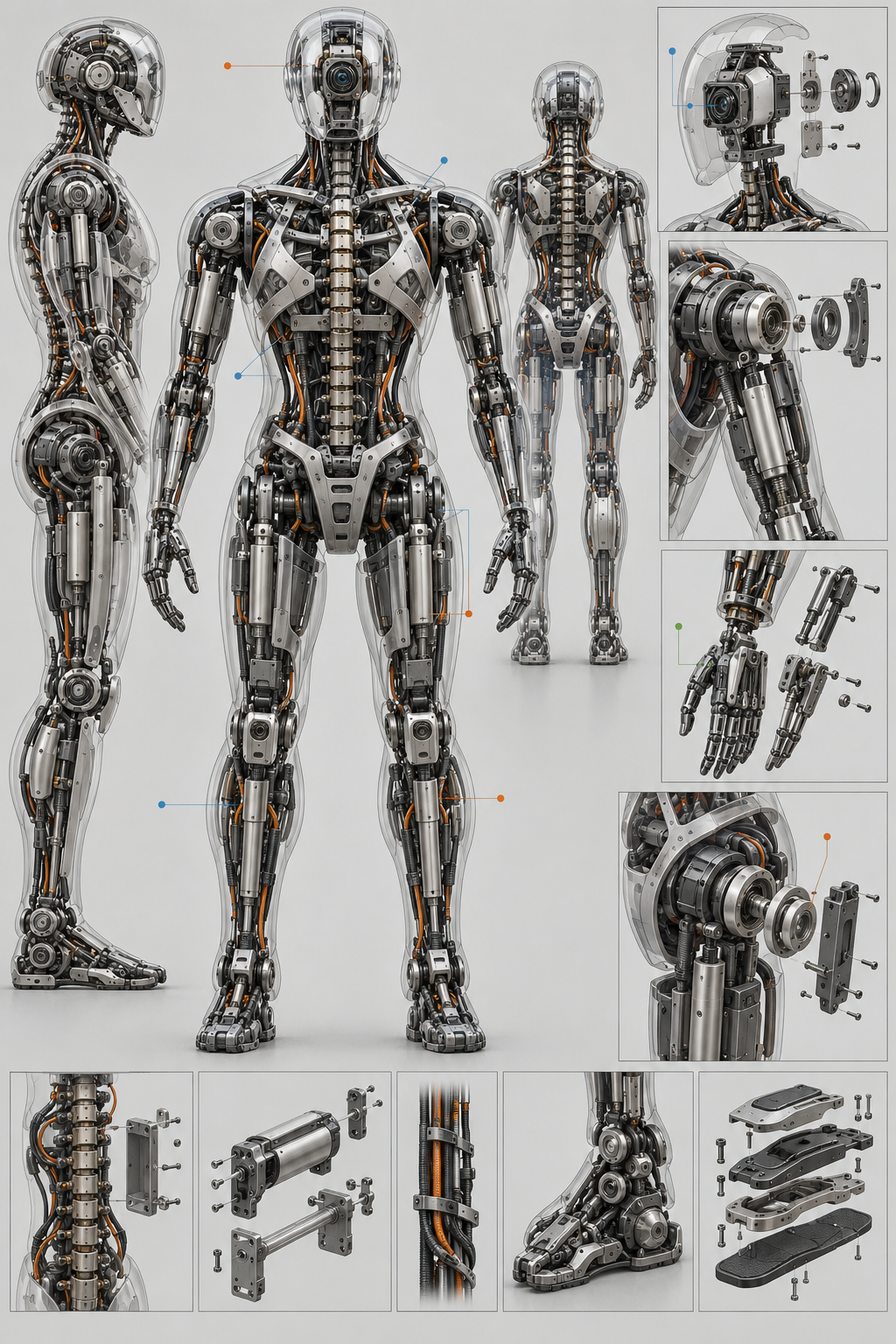 机器人机械骨骼透视解剖图 — AI image creation