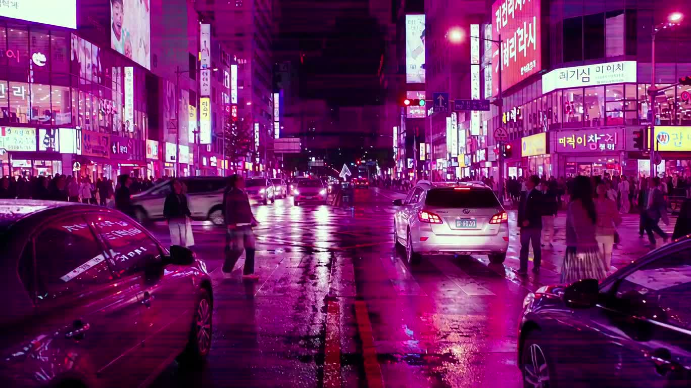 巨型光标箭头入侵霓虹都市