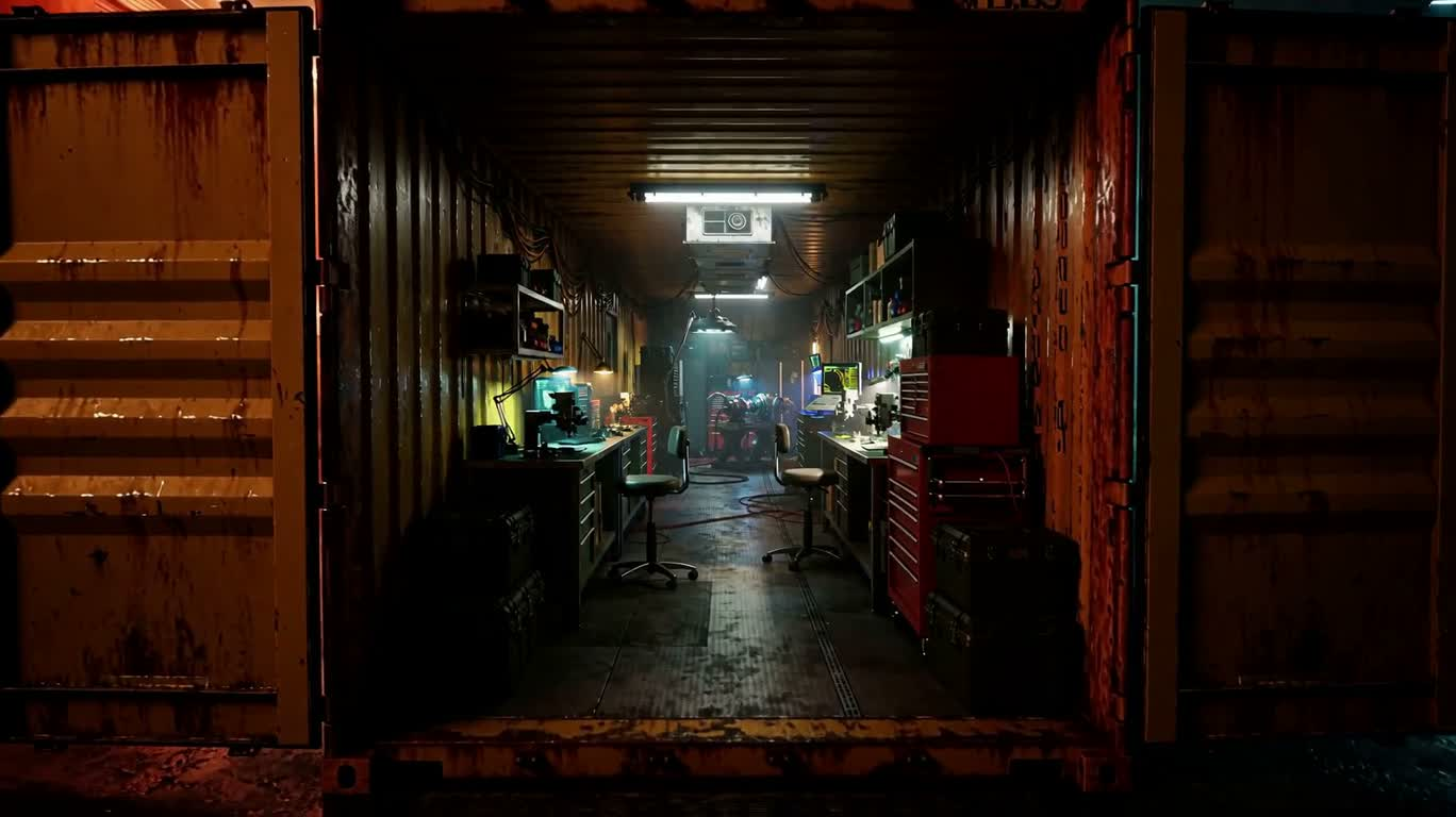 Neon Container Sci-Fi Repair Shop