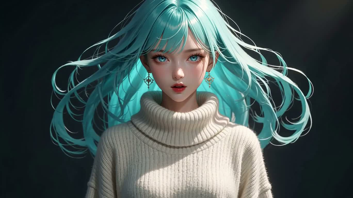 水蓝发少女的光影幻想 — AI video creation