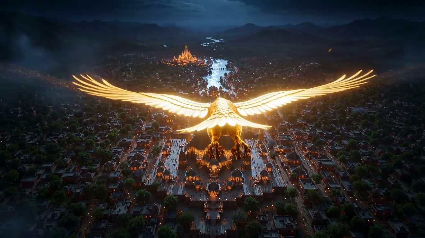 Garuda vàng bay lượn trên Ayodhya