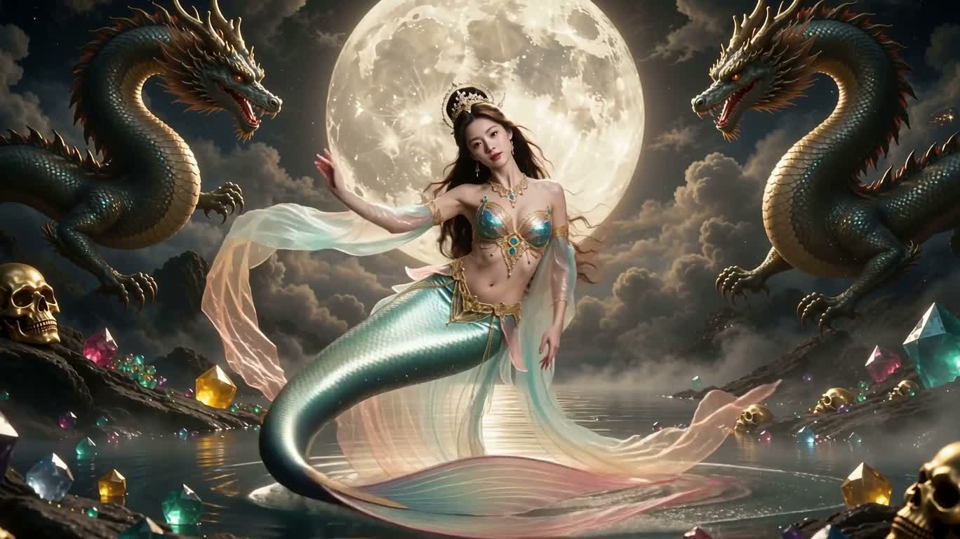 Moonlit Iridescent Mermaid Dance — AI video creation