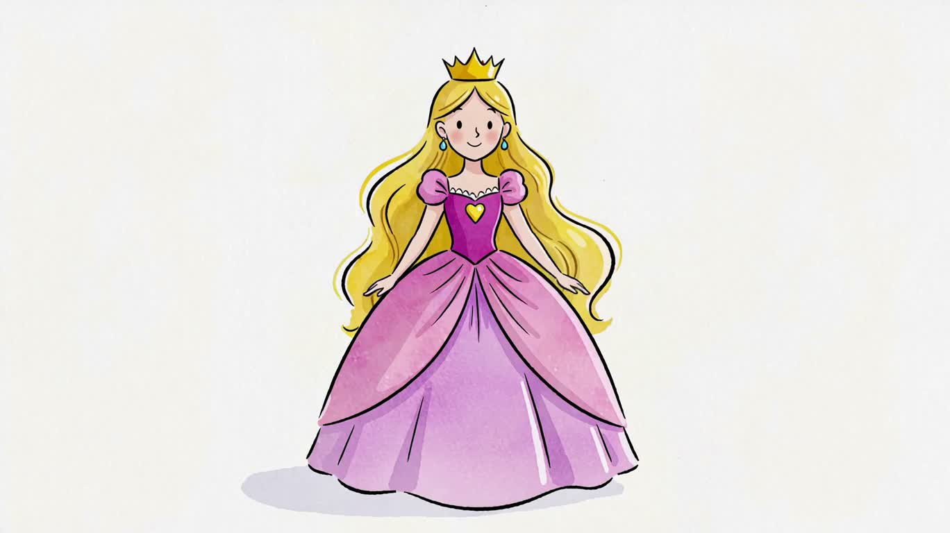 Cartoon Princess Waving and Smiling — AI video creation