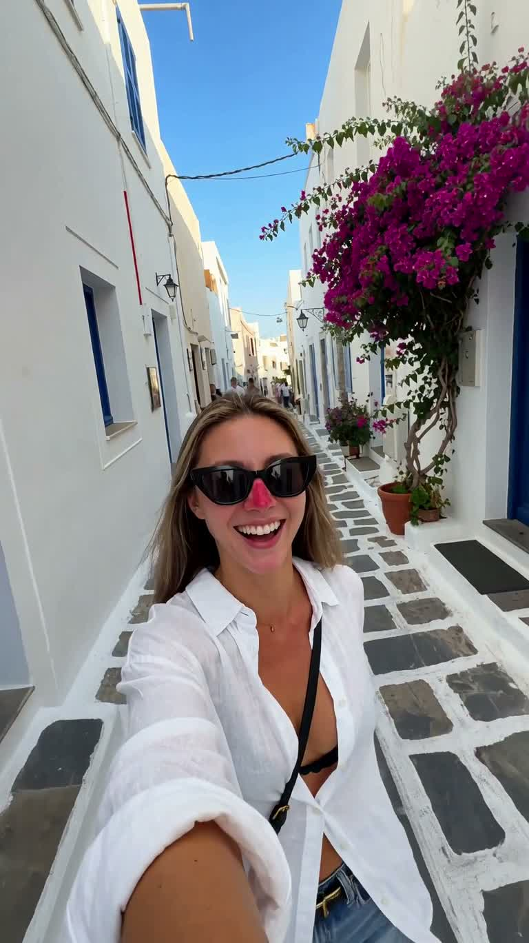 Handheld Travel Diary: Mykonos Alleys to Seaside Sunset — AI video creation