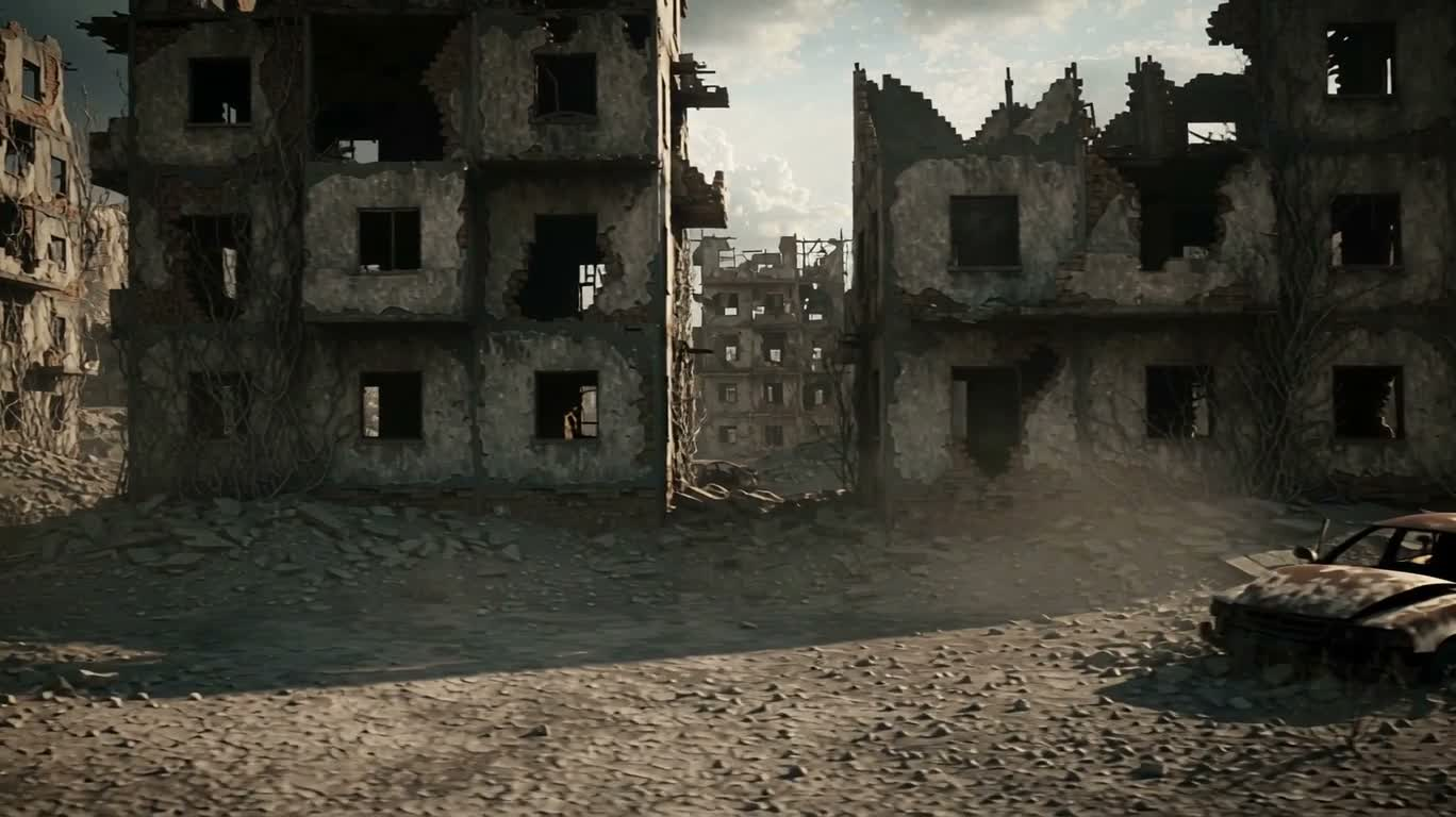 Ruines d'une cité désolée — AI video creation