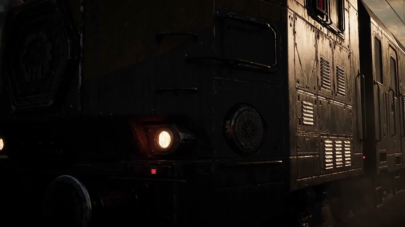 Gros plan sur un train rétro-futuriste — AI video creation